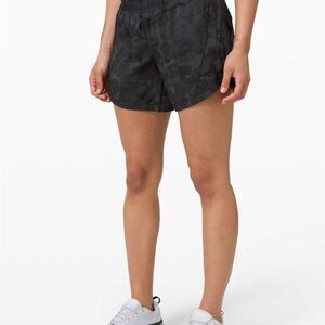 Lululemon Women's Track That MR Short Lined Size 4 Shorts 365 Camo Deep Coal